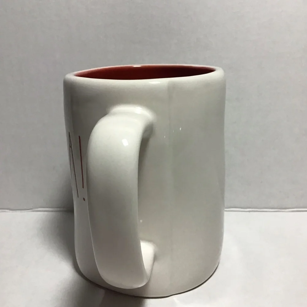 Rae Dunn FA LA LA! Large Red Letter Red Inside Mug